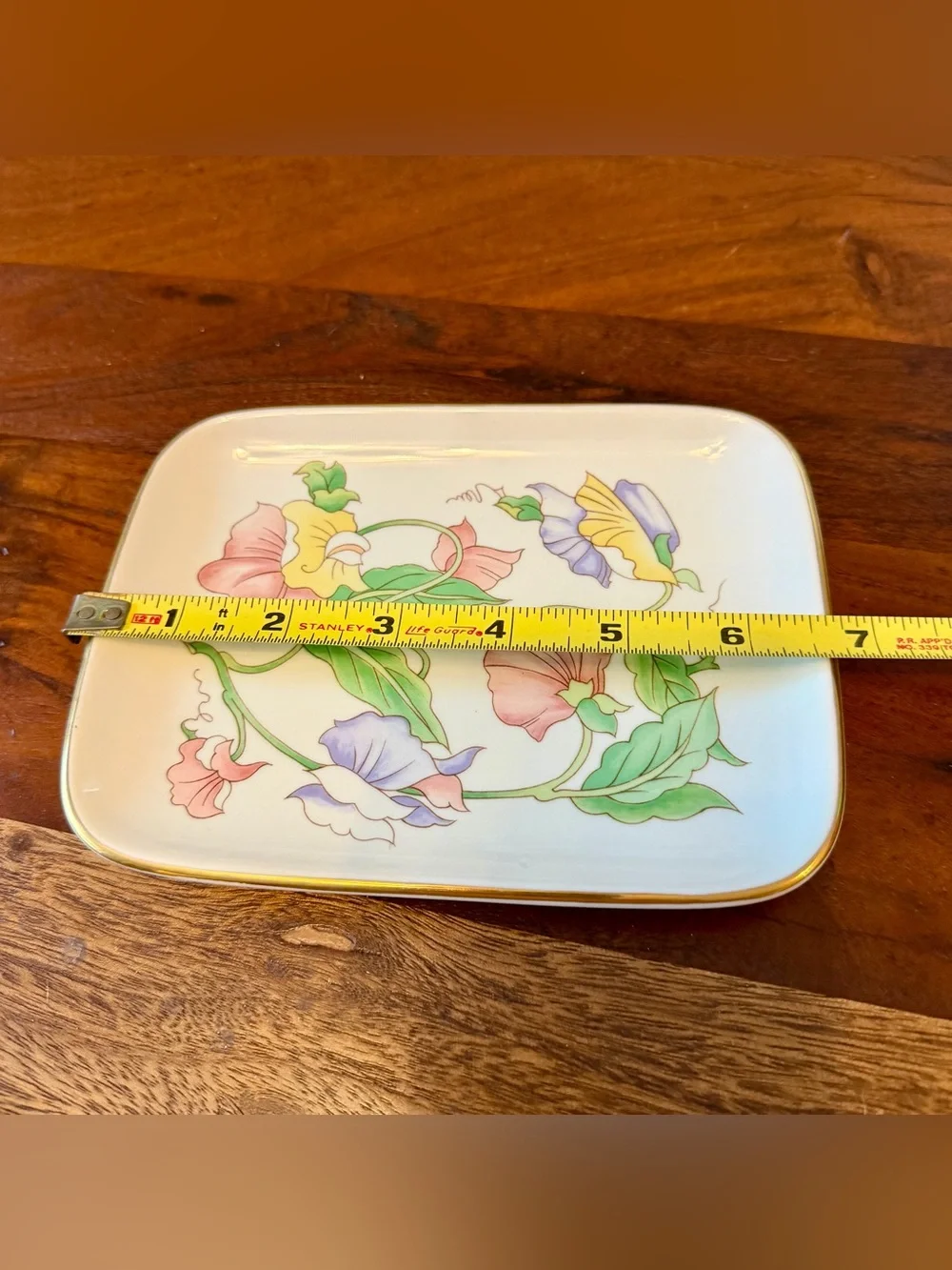 Vintage Ben Rickert Porcelain Jewelry Trinket Dish Vanity Tray Iris Floral China